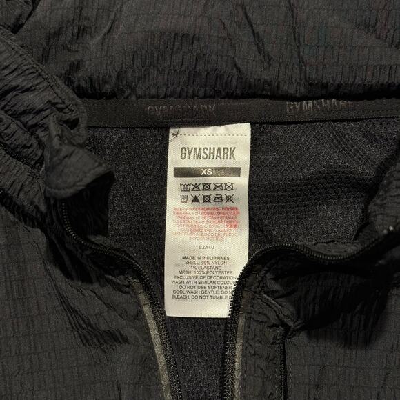 Gymshark Womens Jacket Speed Windbreaker Vented Packable Hood Black Size XS FK - Picture 4 of 7